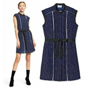 Jason Wu for Target Navy Polka Dot Sleeveless Collared Pleated Dress size M NWT
